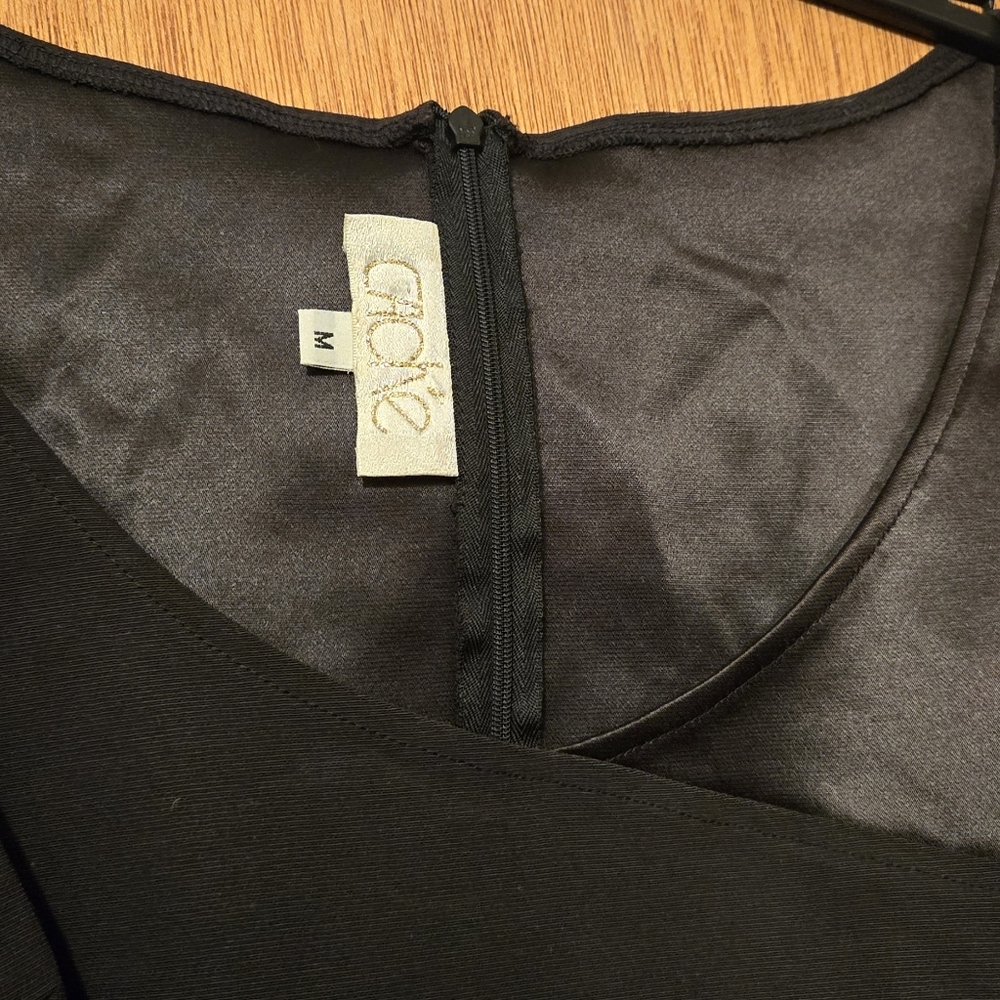 Cadie Elegant Black Scuba & Satin Vintage Mini Dress SzM - Picture 5 of 10